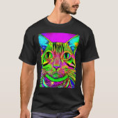 Psychedelic Kitty Kitten Lover In Cat Art Style Tシャツ (正面)
