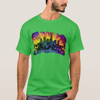 Psychedelic Los Angele A tie dye Surreal Cityscape Tシャツ