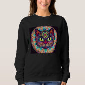 Psychedelic Mandala Cat スウェットシャツ (正面)