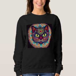 Psychedelic Mandala Cat スウェットシャツ