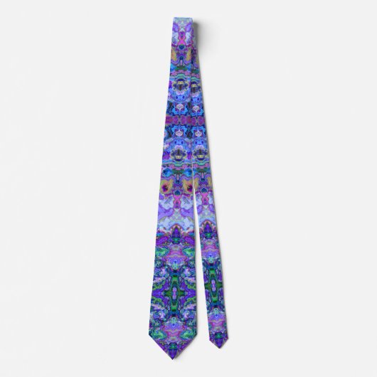 Psychedelic Marbled Tie-dye Purple Teal Pattern ネクタイ (正面)
