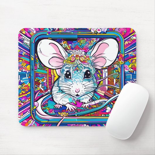Psychedelic Mouse: A Colorful Journey マウスパッド (マウス)