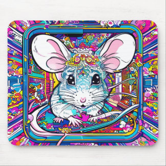 Psychedelic Mouse: A Colorful Journey マウスパッド