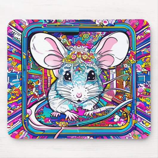 Psychedelic Mouse: A Colorful Journey マウスパッド (正面)