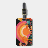 Psychedelic Mushroom Sunset – Retro Fantasy Nature ラゲッジタグ (正面縦)