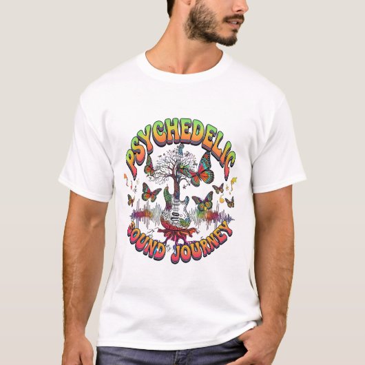 Psychedelic Music Vibes Retro Concert Graphic Tee, Tシャツ (正面)