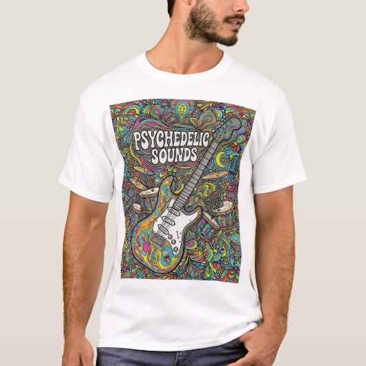 Psychedelic Music Vibes Retro Graphic T-Shirt, Tri Tシャツ (正面)