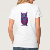 Psychedelic Owl: Magenta Blue Trippy Tシャツ (裏面)