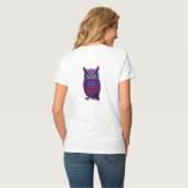 Psychedelic Owl: Magenta Blue Trippy Tシャツ (裏面フル)