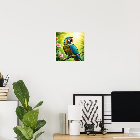 Psychedelic Parrot Art ポスター (ホームオフィス)