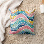 Psychedelic Pastel Rainbow Wave Design クッション (ブランケット)