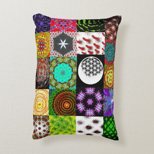 Psychedelic Patchwork Kissen – Colorful Abstract アクセントクッション (裏面(縦))