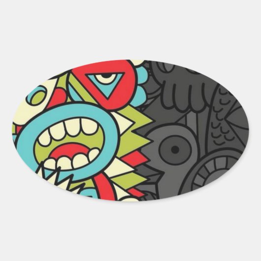 Psychedelic Patterns 楕円形シール (正面)