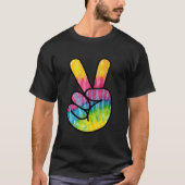 Psychedelic Peace Fingers Hand Sign Tシャツ (正面)