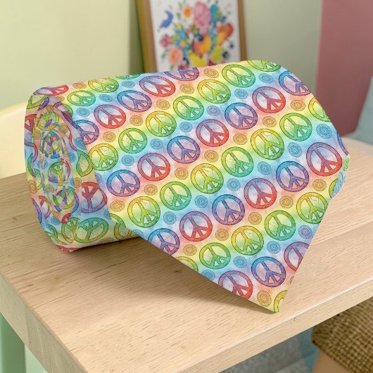 Psychedelic Peace Sign Custom Necktie Tie ネクタイ