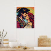 Psychedelic Pirate Couple – Bold Romance ポスター (キッチン)