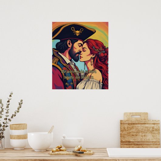 Psychedelic Pirate Couple  – Bold Romance ポスター (キッチン)