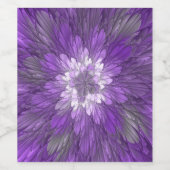 Psychedelic Purple Flower Abstract Fractal Art ワインラベル (シングルラベル)
