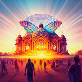 Psychedelic puzzle sunrise abstract trippy colour ジグソーパズル