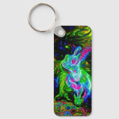 Psychedelic Rabbit Dragon in Neon Fantasy キーホルダー (正面)