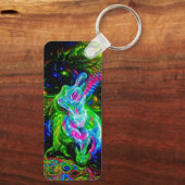 Psychedelic Rabbit Dragon in Neon Fantasy キーホルダー (裏面)