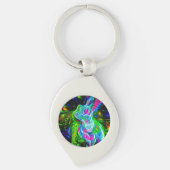 Psychedelic Rabbit Dragon in Neon Fantasy キーホルダー (正面)