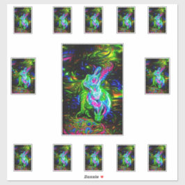 Psychedelic Rabbit Dragon in Neon Fantasy シール