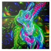 Psychedelic Rabbit Dragon in Neon Fantasy タイル (正面)