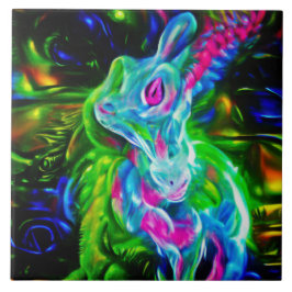 Psychedelic Rabbit Dragon in Neon Fantasy タイル