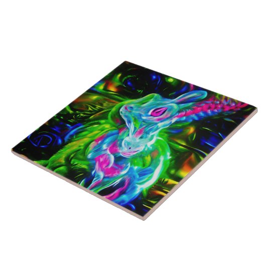 Psychedelic Rabbit Dragon in Neon Fantasy タイル (側面)