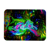 Psychedelic Rabbit Dragon in Neon Fantasy マグネット (横)