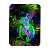 Psychedelic Rabbit Dragon in Neon Fantasy マグネット (縦)