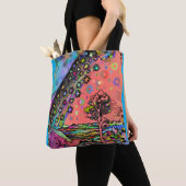 Psychedelic Rainbow Forest and Stars Tote Bag トートバッグ (クローズアップ)