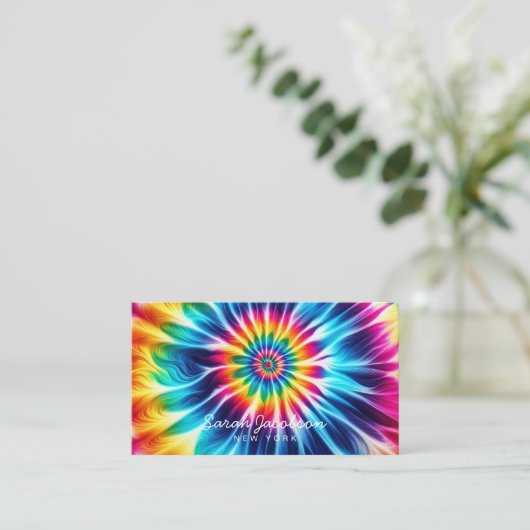 Psychedelic Rainbow Retro TIe-Dye 名刺 (スタンド正面)