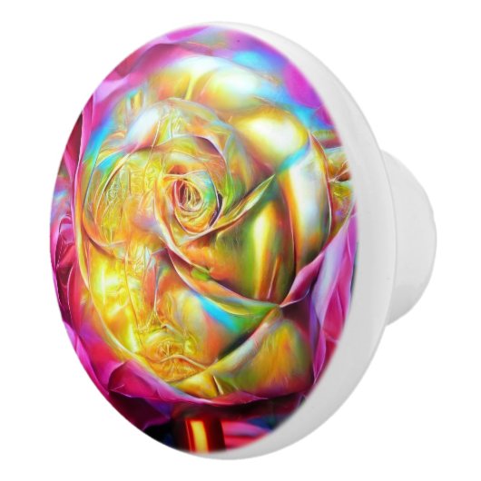 Psychedelic Rainbow Rose セラミックノブ (右)