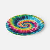 Psychedelic Rainbow Tie-Dye Retro Paper Plates ペーパープレート (アングル)