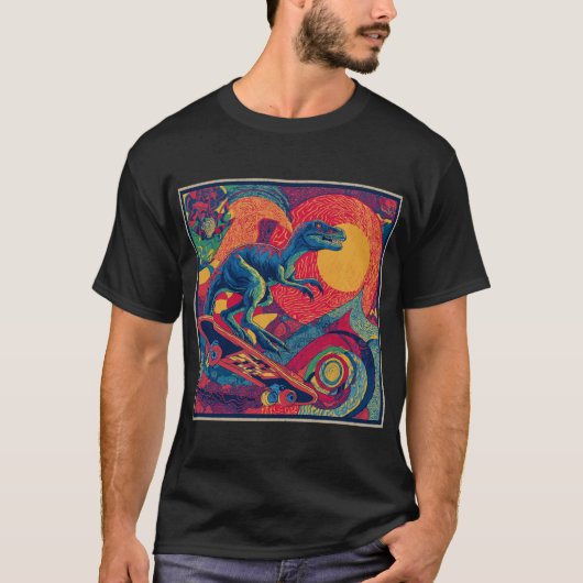 Psychedelic Raptor Skater Tシャツ (正面)