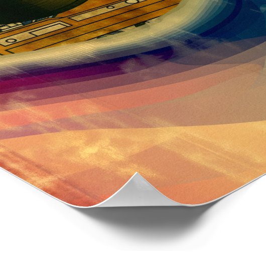 Psychedelic Record Player Art ポスター (角)