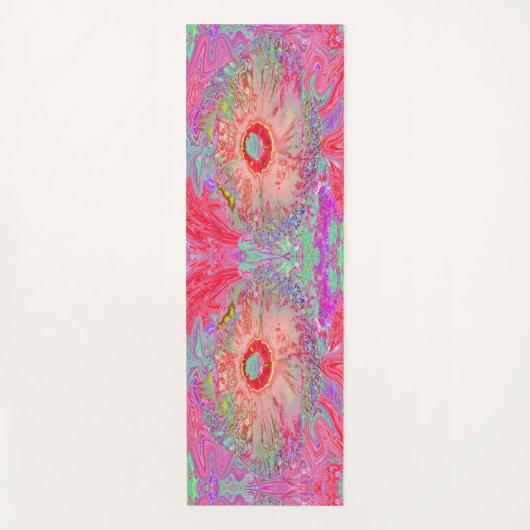 Psychedelic Retro Coral Rainbow Hibiscus ヨガマット (正面)