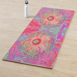 Psychedelic Retro Coral Rainbow Hibiscus ヨガマット