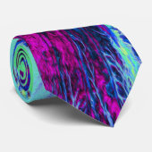 Psychedelic Retro Green and Blue Hibiscus Flower ネクタイ (ロール)