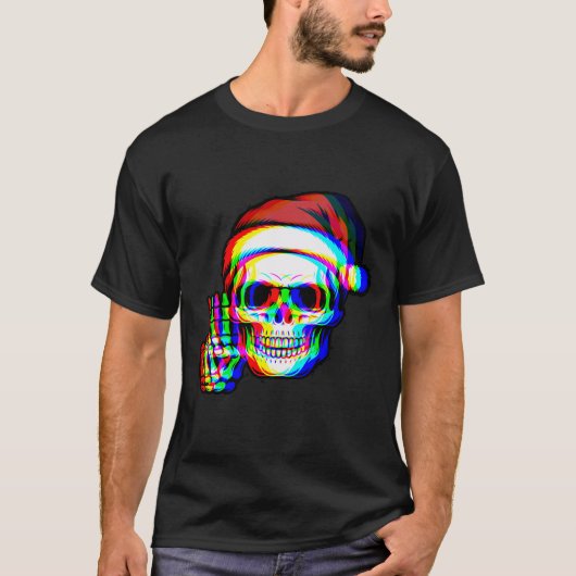 Psychedelic RGB Illusional Trippy Santa Christmas Tシャツ (正面)