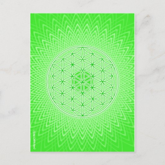 Psychedelic Sacred Geometry Heart Chakra Design ポストカード (正面)