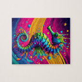 Psychedelic Seahorse Puzzle – Vibrant Ocean Challe ジグソーパズル (横)
