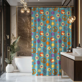Psychedelic Shower Curtain Retro Pastel Mood シャワーカーテン