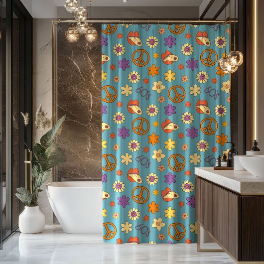 Psychedelic Shower Curtain Retro Pastel Mood シャワーカーテン