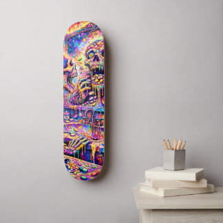 Psychedelic Skull Mirror Skateboard Deck スケートボード