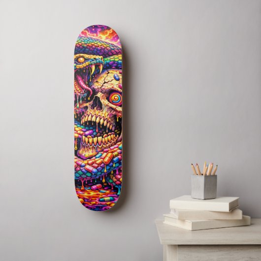 Psychedelic Skull Snake Skateboard Deck スケートボード (ウォールアート)