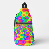 Psychedelic Sling Backpack with Neon Swirl Pattern スリングバッグ (正面)
