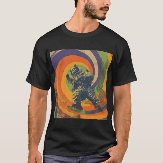 Psychedelic Space Cat – Trippy Astronaut Poster Tシャツ (正面)